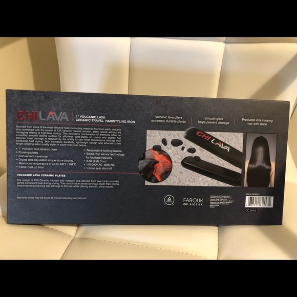 Chi 1” Volcanic Lava Ceramic Travel Flat Iron - Picture 3 of 3